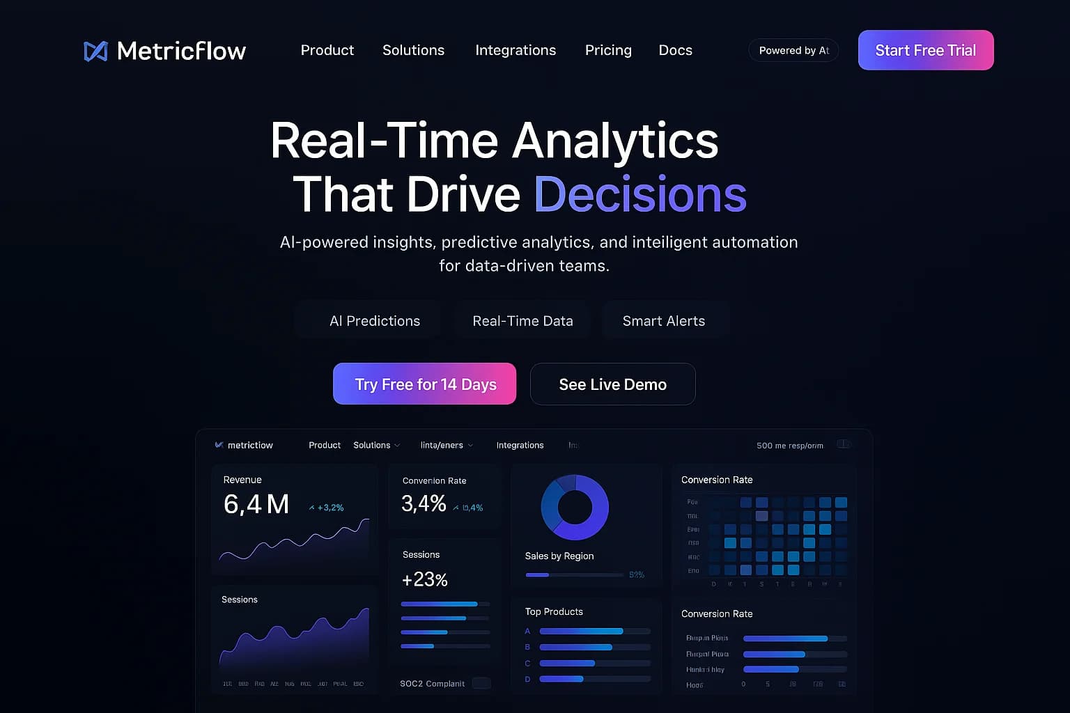 Enterprise SaaS dashboard featuring data visualization and user management